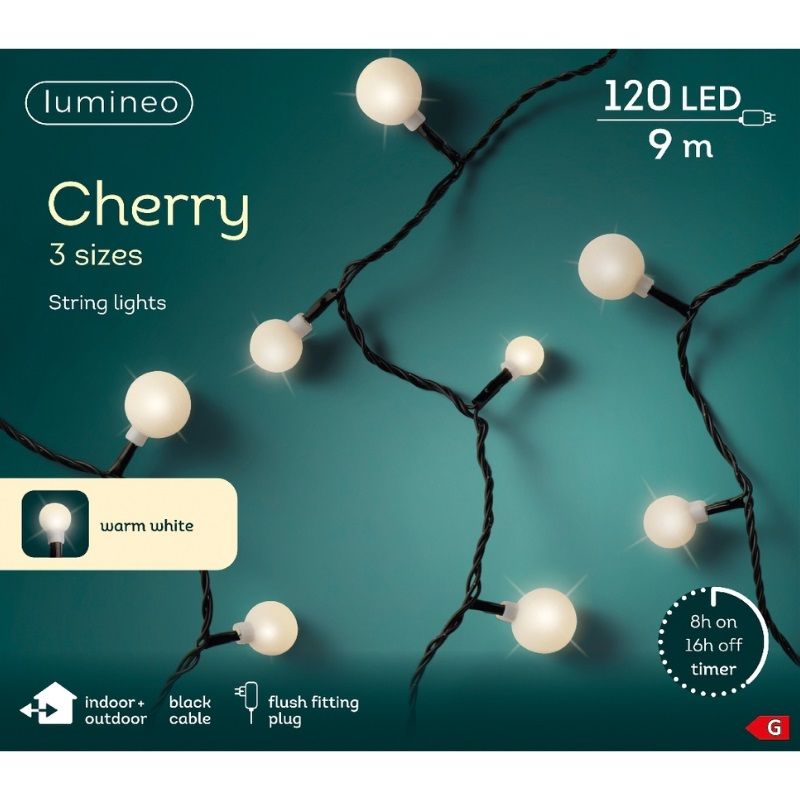 LED Cherry String Lights 120L - Warm White