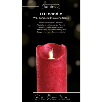 LED Wax Waving Candle 12.5cm - Red