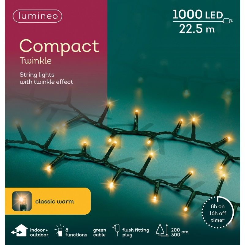 LED Compact Twinkle String Lights 1000L - Classic Warm