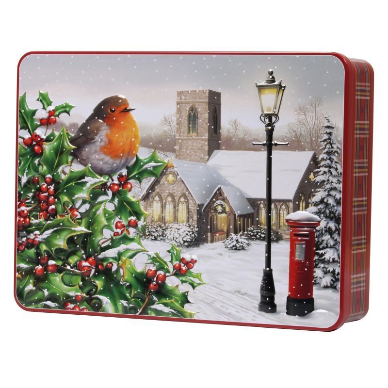 Bramble Embossed Robin Tin with Assorted Biscuits 300g