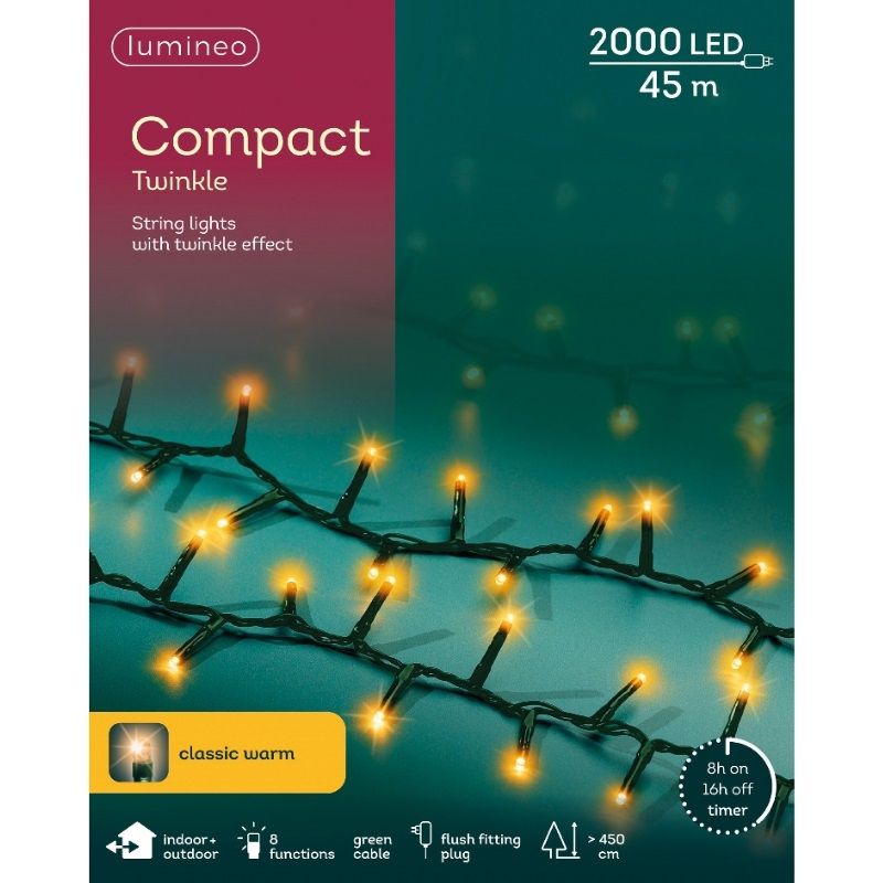 LED Compact Twinkle String Lights 2000L - Classic Warm