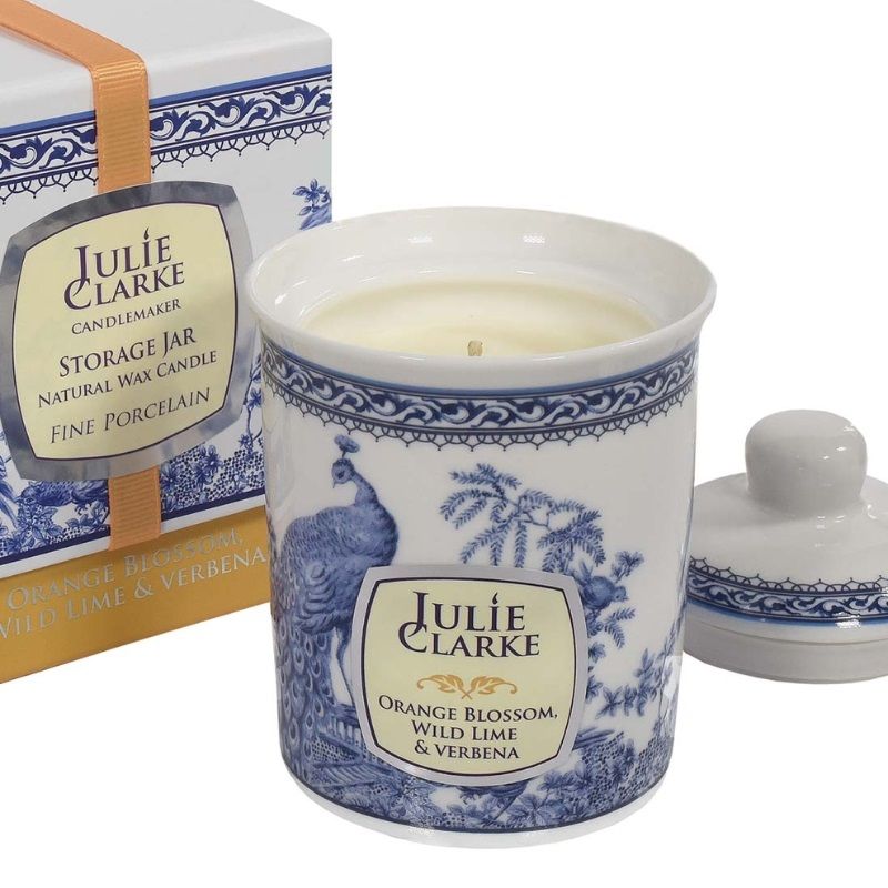 Julie Clarke Orange Blossom, Wild Lime & Verbena Peacock Jar Candle 150g