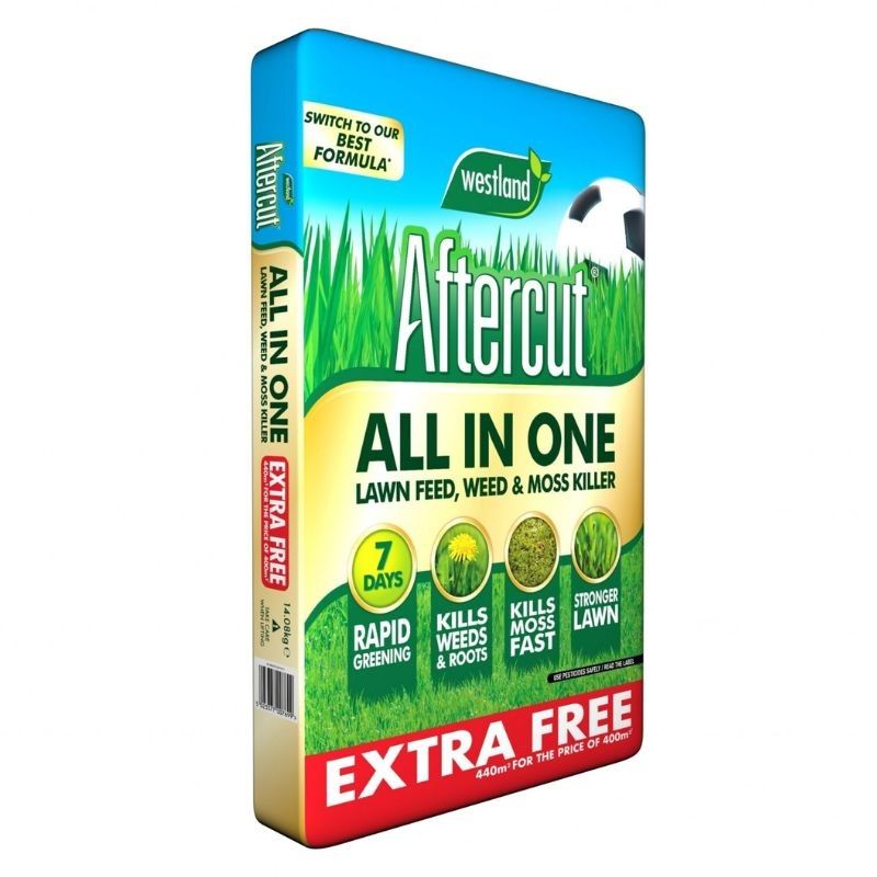 Aftercut All-in-One Lawn Feed, Weed & Moss Killer 400m² + 10% Extra Free