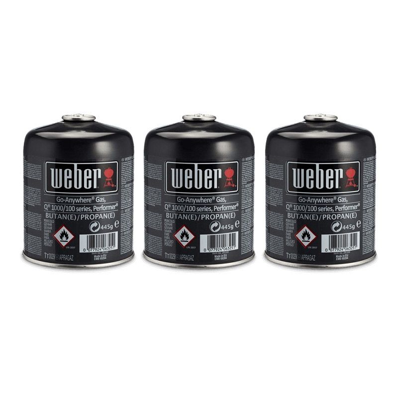 Weber Disposable Gas Canister Triple Pack (3 x 445g)