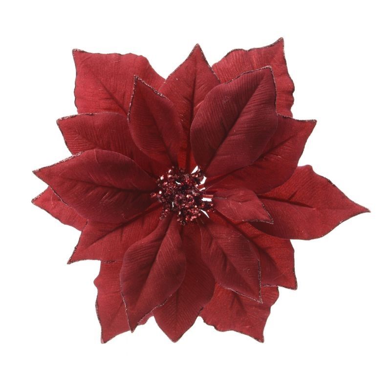 Kaemingk Red Clip-On Poinsettia 24cm