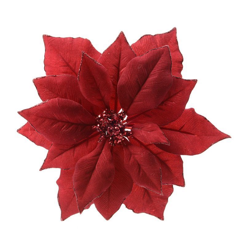 Red Clip-On Poinsettia 24cm