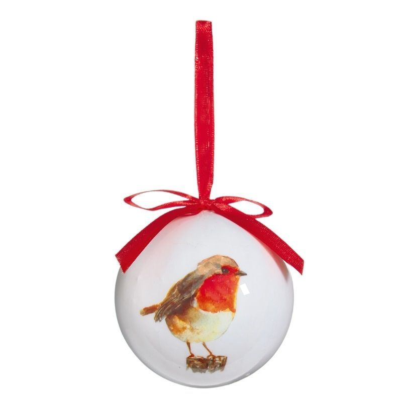 Robin Decoupage Bauble 7.5cm