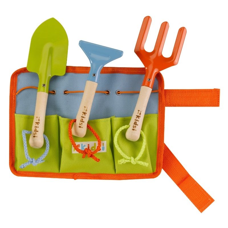 Smart Garden Tool Belt & 3 Wooden Handled Tools