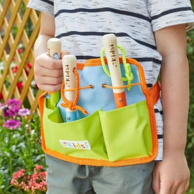 Smart Garden Tool Belt & 3 Wooden Handled Tools