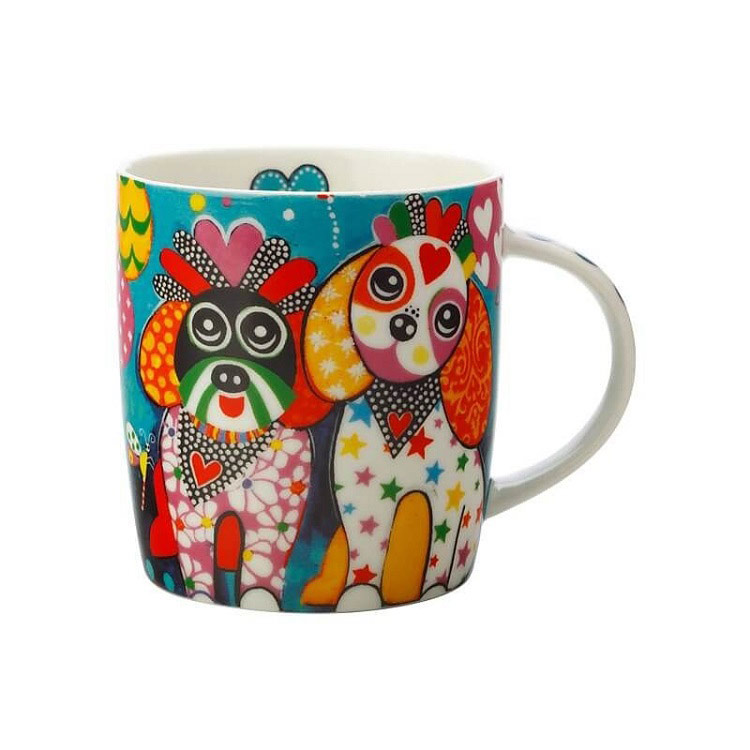 Maxwell & Williams Tazza Love Hearts Zig Zag Zeb - Porcellana 370ml, Regalo, Rosa, Con Zebre Arcobaleno - 4