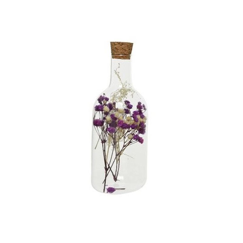 Bottle Glass with Dried Flower (Tall)