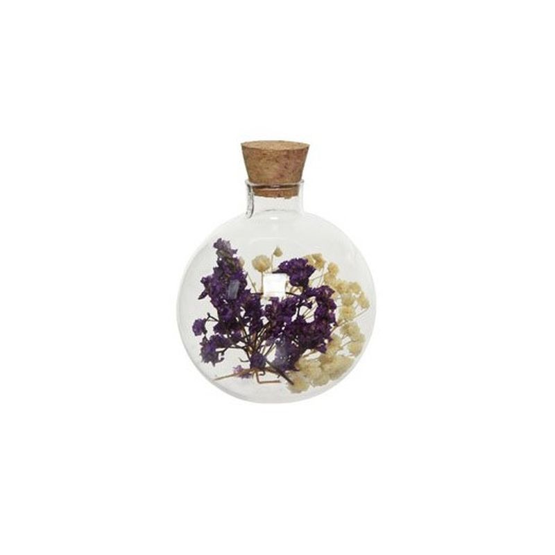 Bottle Glass with Dried Flower (Round)