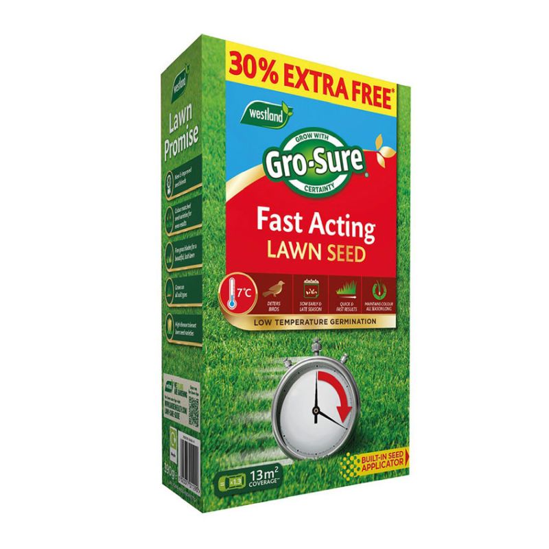 Gro-sure Fast Acting Lawn Seed 10m² + 30% Extra Free