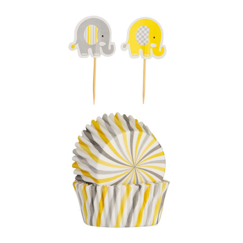 Elephant Cupcake Case & Toppers (48)