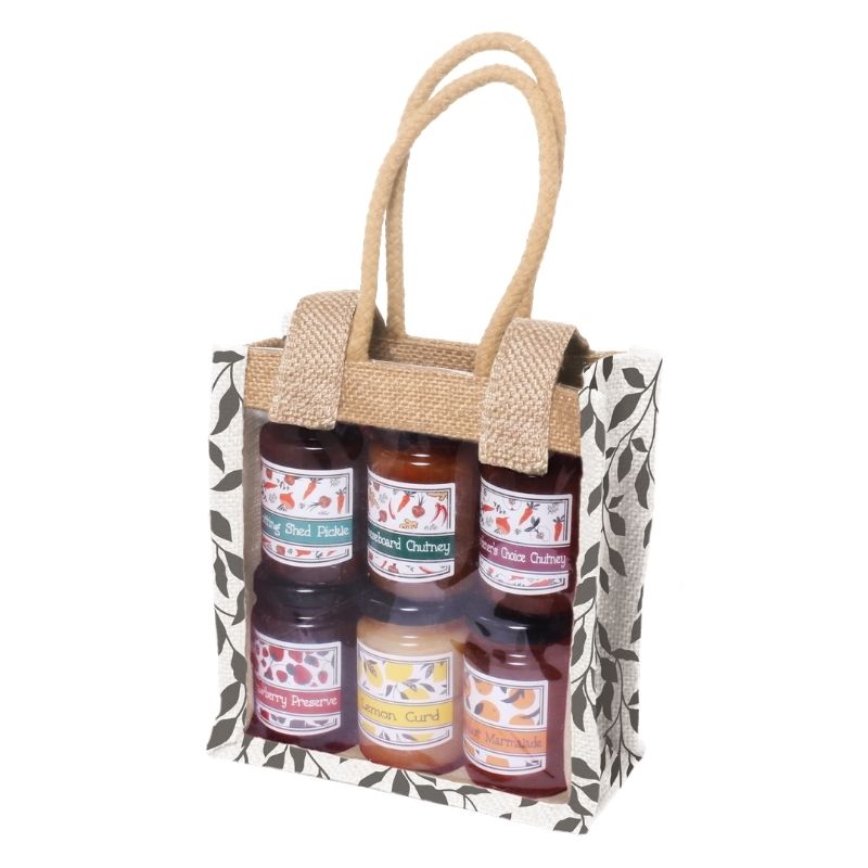 Bramble Foods Mini Preserves & Chutneys Jute Gift Bag 6 Pack