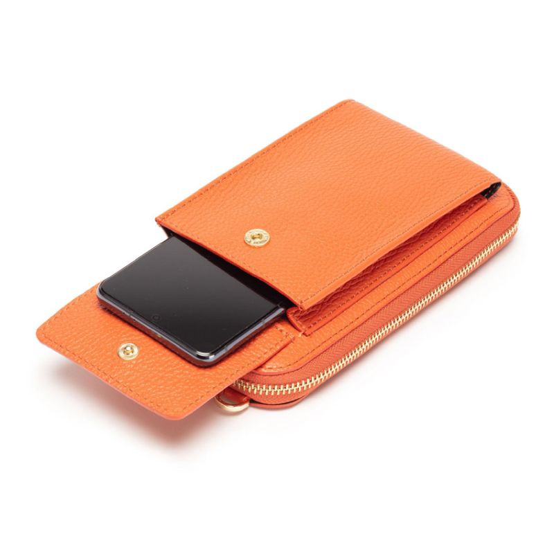 Elie Beaumont Orange Leather Phone Bag