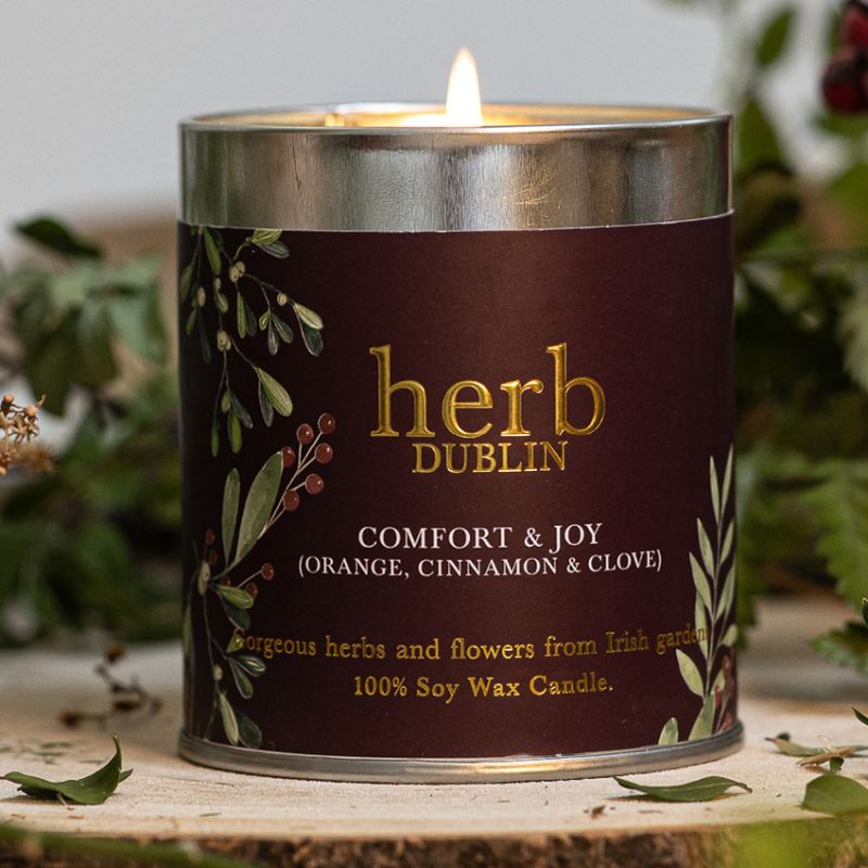 Herb Dublin Comfort & Joy Tinned Candle Christmas Candles & Diffusers Arboretum Garden Centre