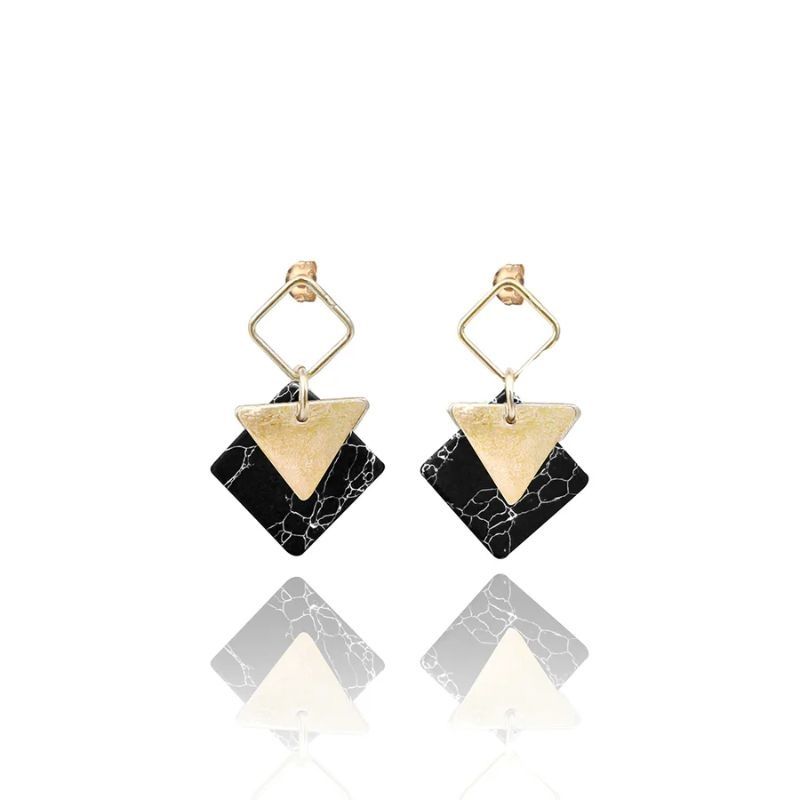 Scribble & Stone Marble Triangle Studs