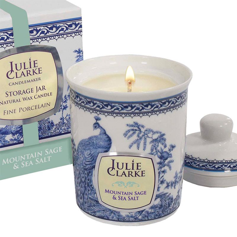 Julie Clarke Mountain Sage & Sea Salt Peacock Jar Candle 150g