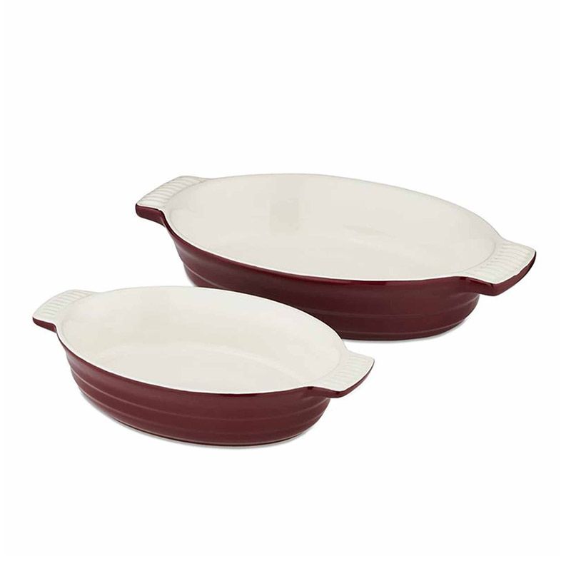 Barbary & Oak Foundry Oval Oven Dishes Red (Set of 2)