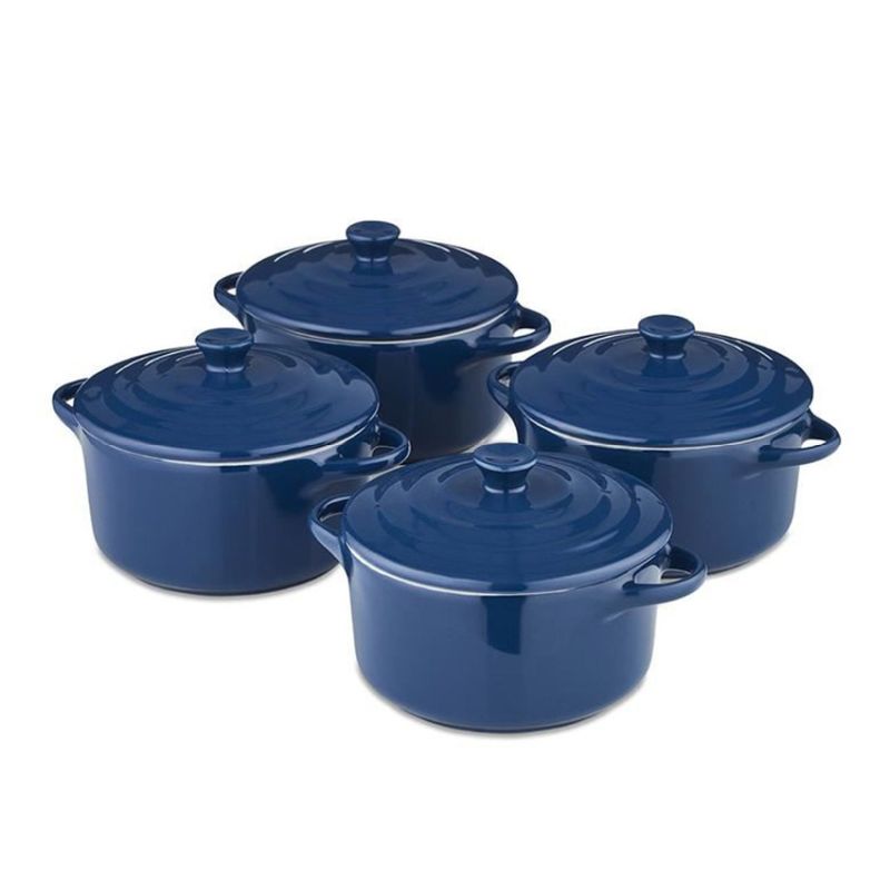 Tower Barbary & Oak Set of 4 Casserole Dishes 10cm - Blue