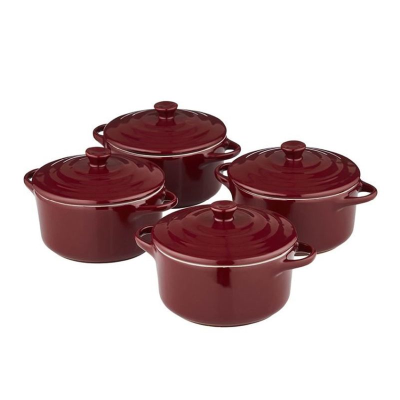 Tower Barbary & Oak Set of 4 Casserole Dishes 10cm - Red