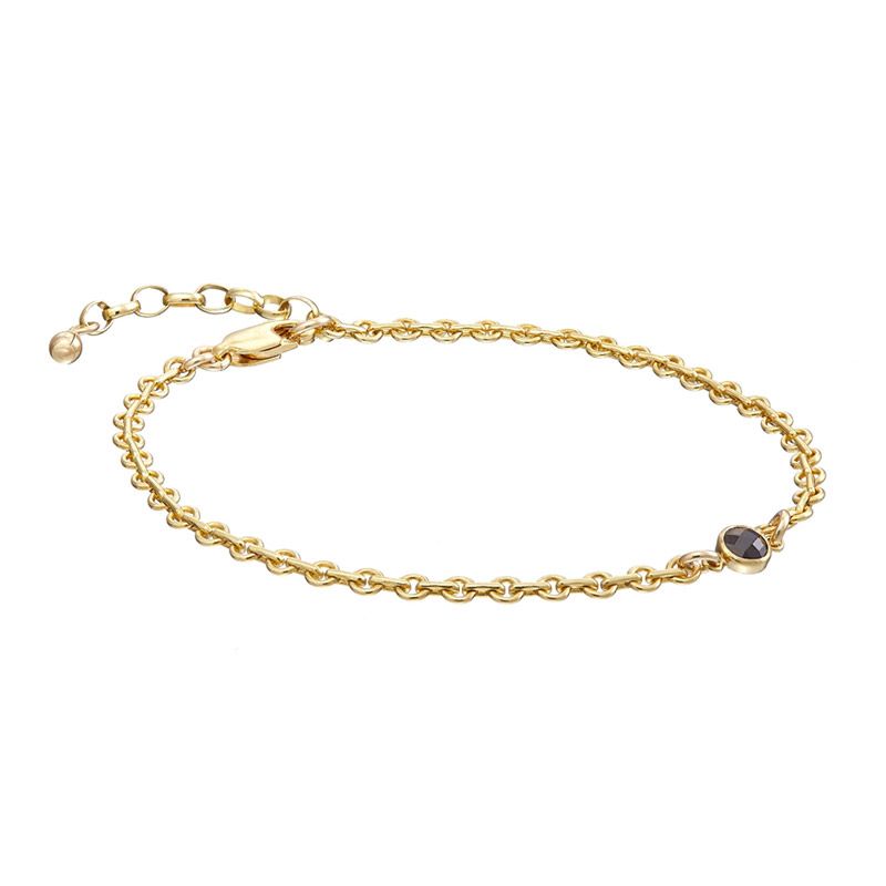 Scribble & Stone Railway Black Stone Bracelet 14kt Gold Fill