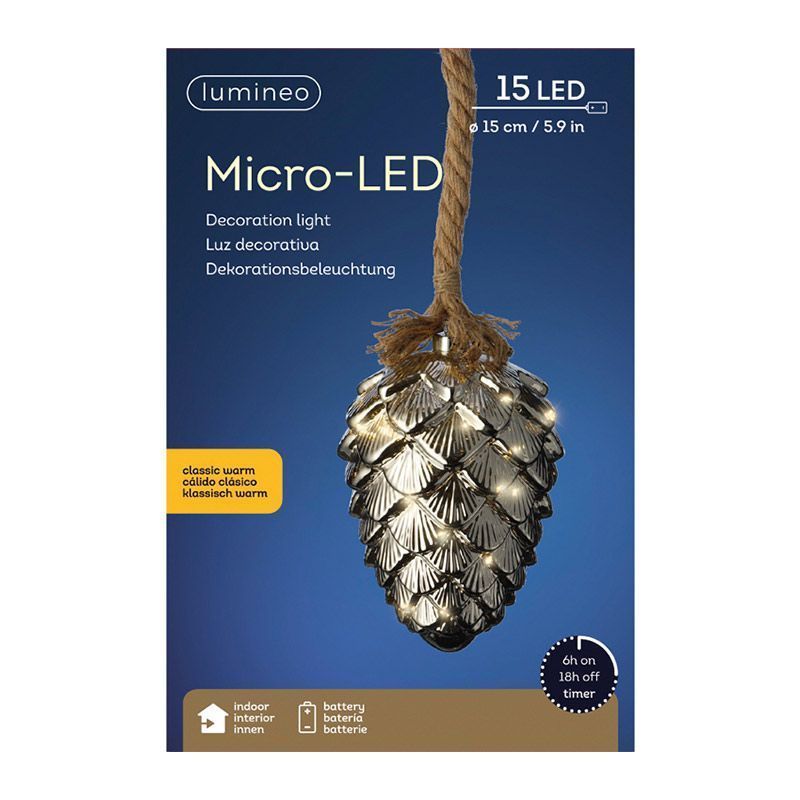 Micro-LED Pinecone with Rope - Classic Warm 15L