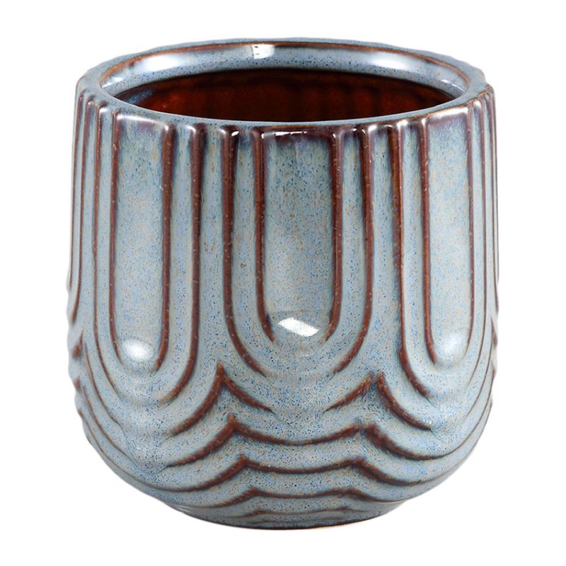 Jilly Blue Glazed Low Round Pot (S) House Plant Pots Arboretum