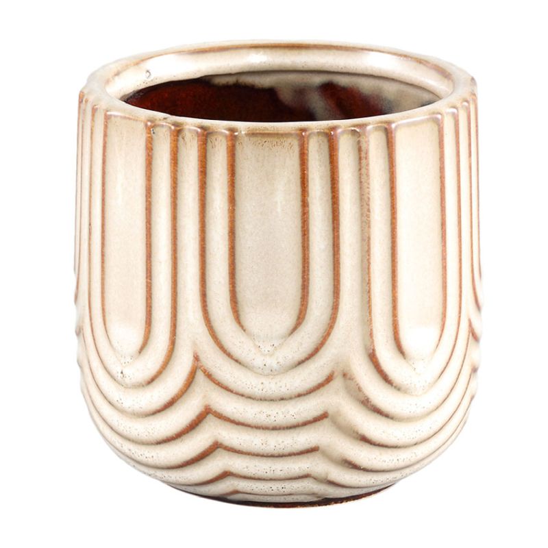 Jilly Cream Ceramic High Round Pot (S)