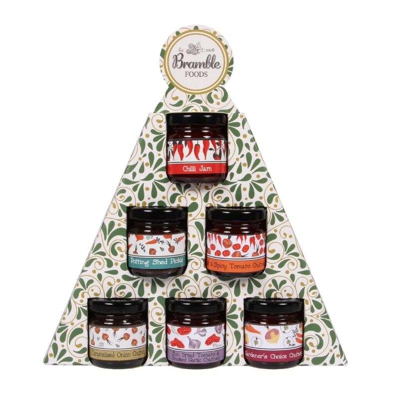 Bramble Foods Savoury Mini Jar Christmas Tree Gift Set (6 Pots)