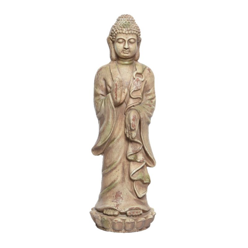 Polymagnesium Buddha Statue - Grey/Washed