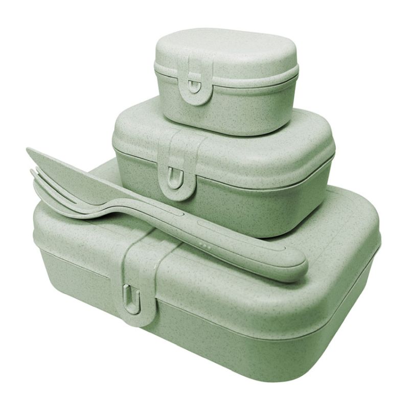 Pascal 4-Piece Lunch Box Set + Cutlery Set - Organic Green