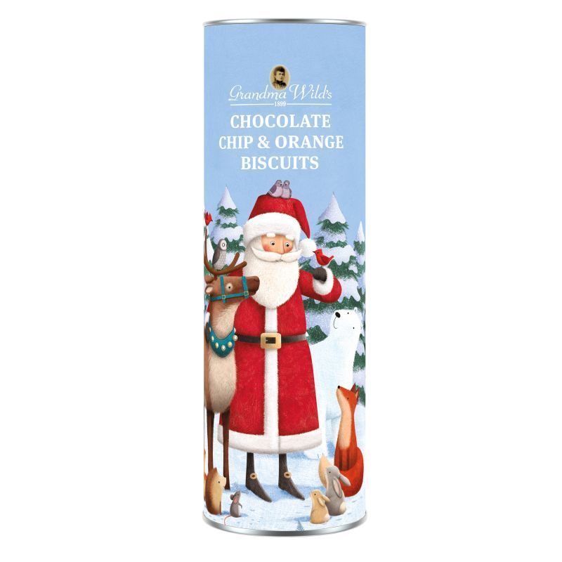 Grandma Wild's Santa Tube with Chocolate Chip & Orange Biscuits 200g