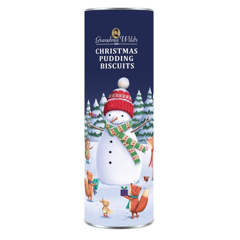 Grandma Wild's Snowman Tube with Christmas Pudding Biscuits 200g