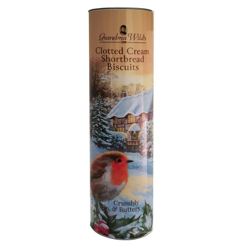 Grandma Wild's Robin & Cottage Tube with Clotted Cream Shortbread Biscuits 200g