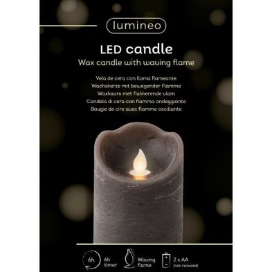 LED Wax Waving Candle 10cm - Grey