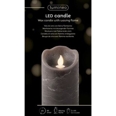 LED Wax Waving Candle 12.5cm - Grey