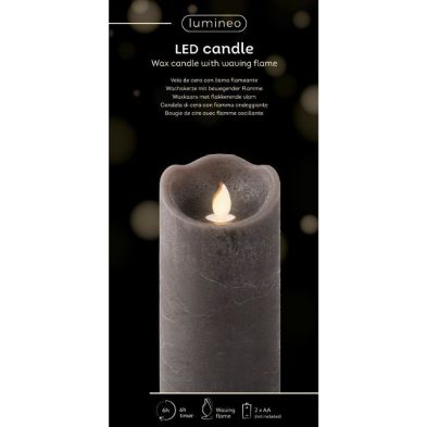 LED Wax Waving Candle 15cm - Grey
