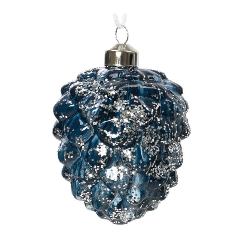 Glass Pinecone with Glitter 10cm