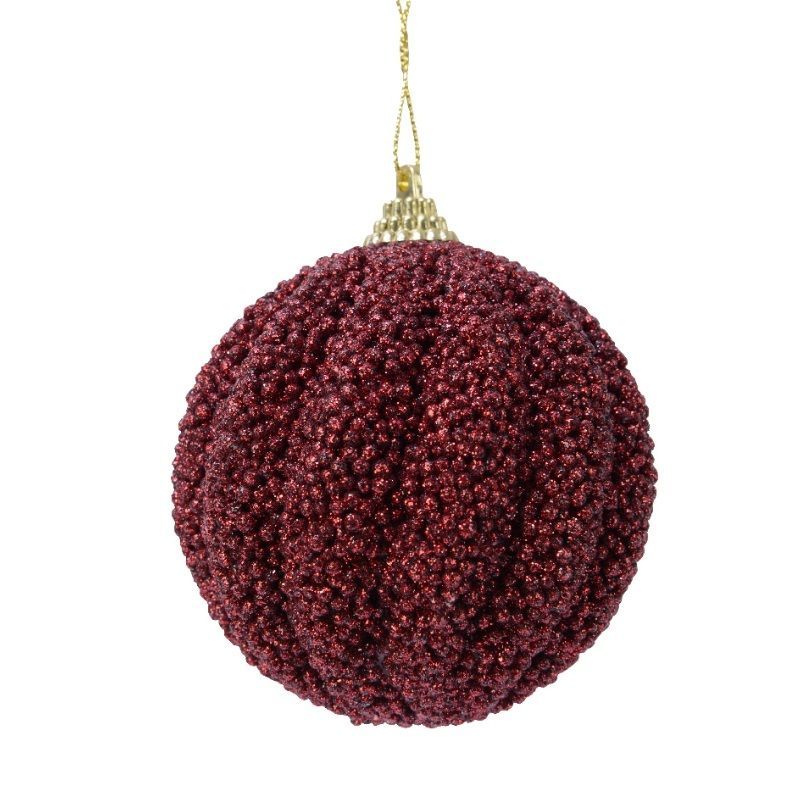 Foam Bauble with Beads 8cm - Oxblood