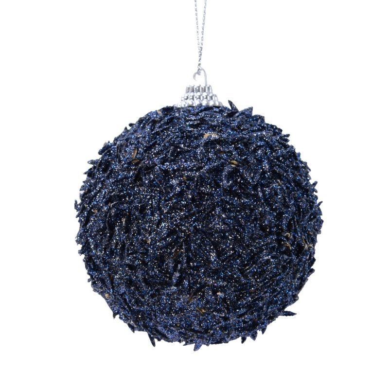 Foam Glitter Bauble 8cm - Night Blue