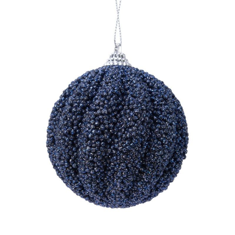 Foam Swirl Glitter Bauble 8cm - Night Blue