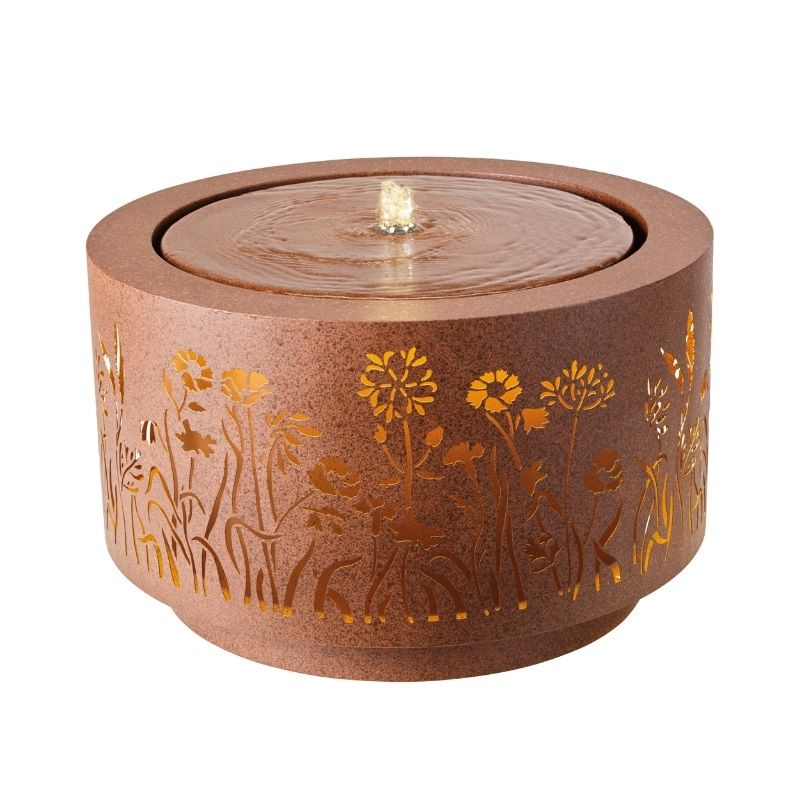 Rustic Floral Steel Water Fountain