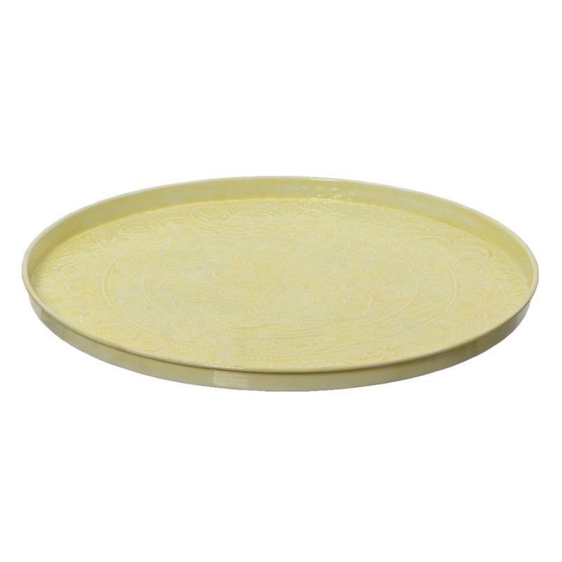 Decorative Embossed Plate 60cm - Soft Yellow