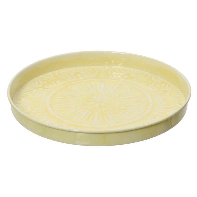 Decorative Embossed Plate 32cm - Soft Yellow