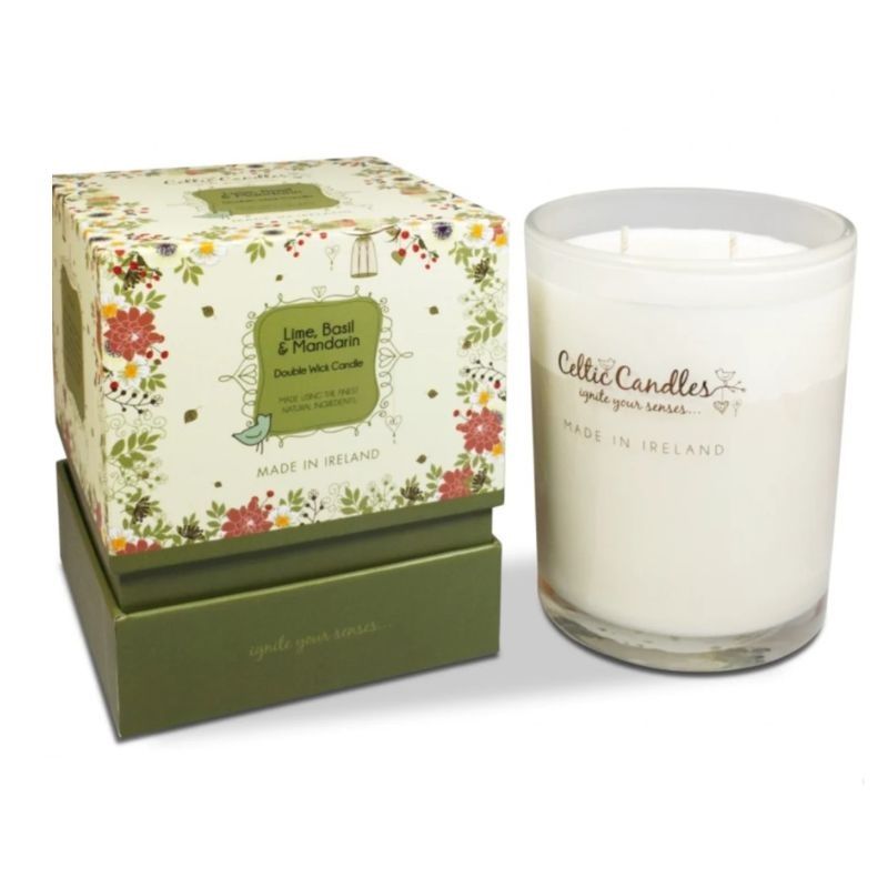Celtic Candles Lime, Basil & Mandarin Double Wick Candle