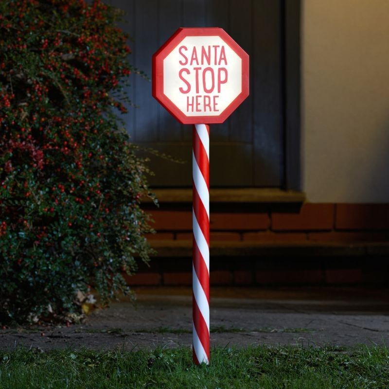 Santa Stop Here Stake Light