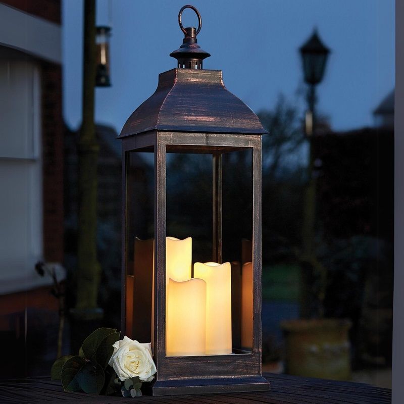 Giant Copper Lantern with Candles