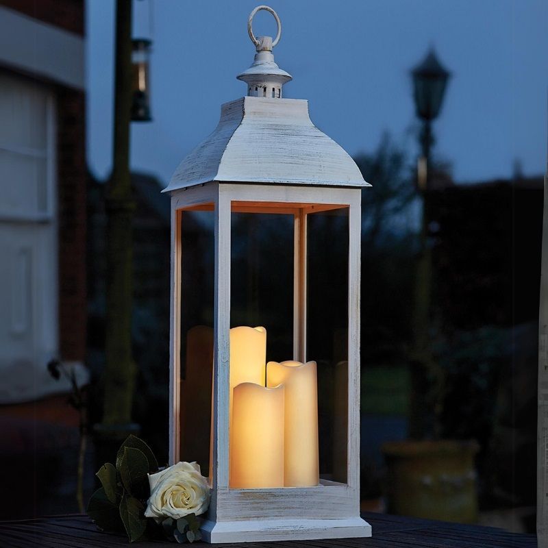 Giant Cream Lantern with Candles